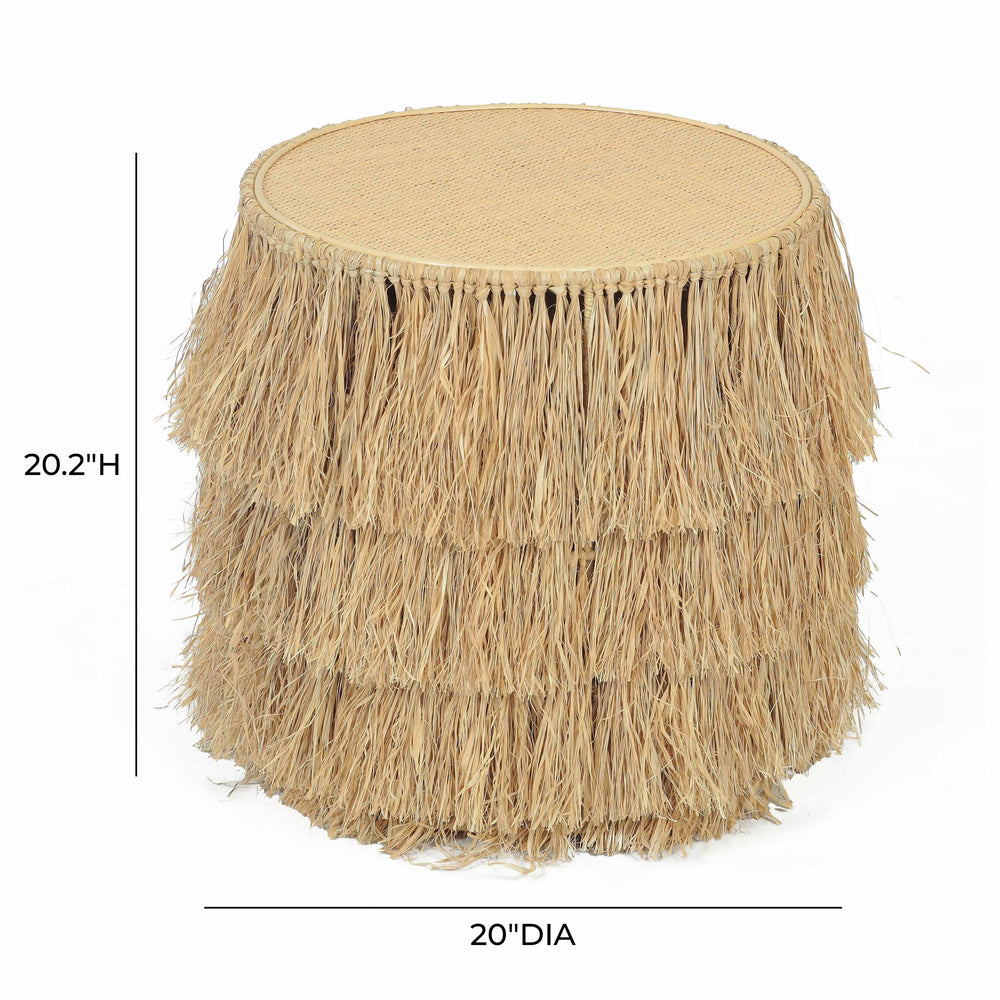 Luau Natural Rattan Round End Table dimensions