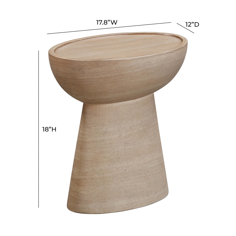 Eclipse Textured Faux Travertine Indoor / Outdoor Side Table dimensions