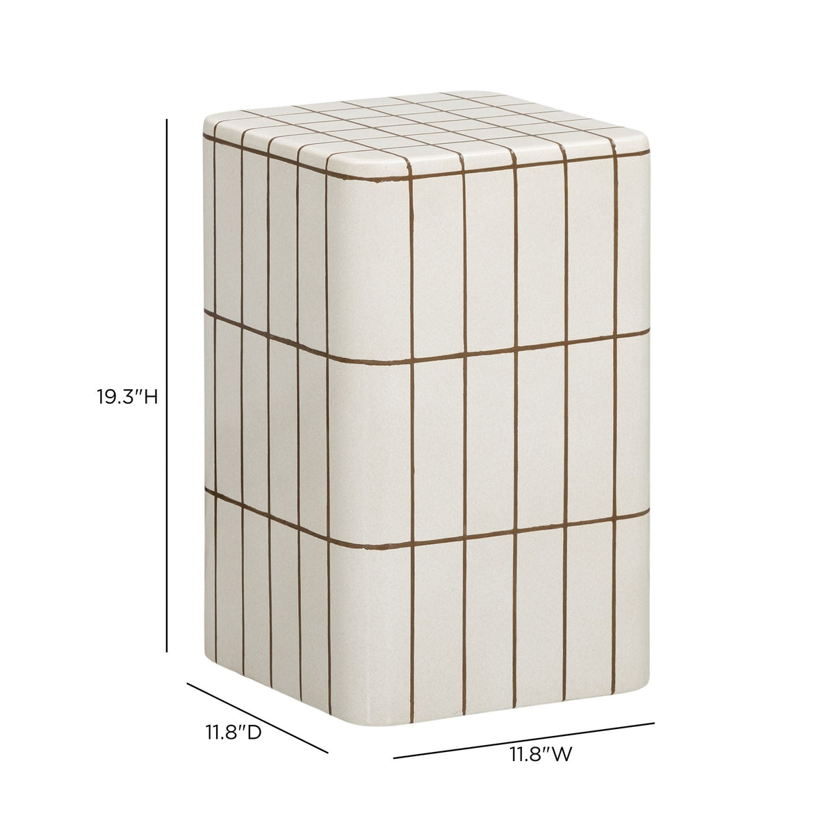 Multi-angle studio product shot of Tatiana square concrete side table