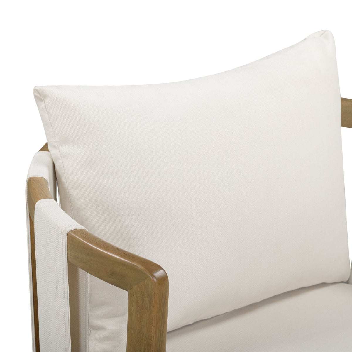 Exposed natural eucalyptus wood backrest construction on Paolo chair