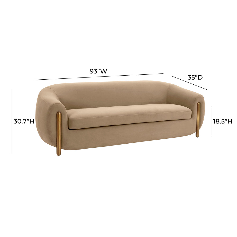 Lina 93" Velvet Sofa with Gold Stainless Steel Legs - Contemporary Glam Living Room Sofa dimensions