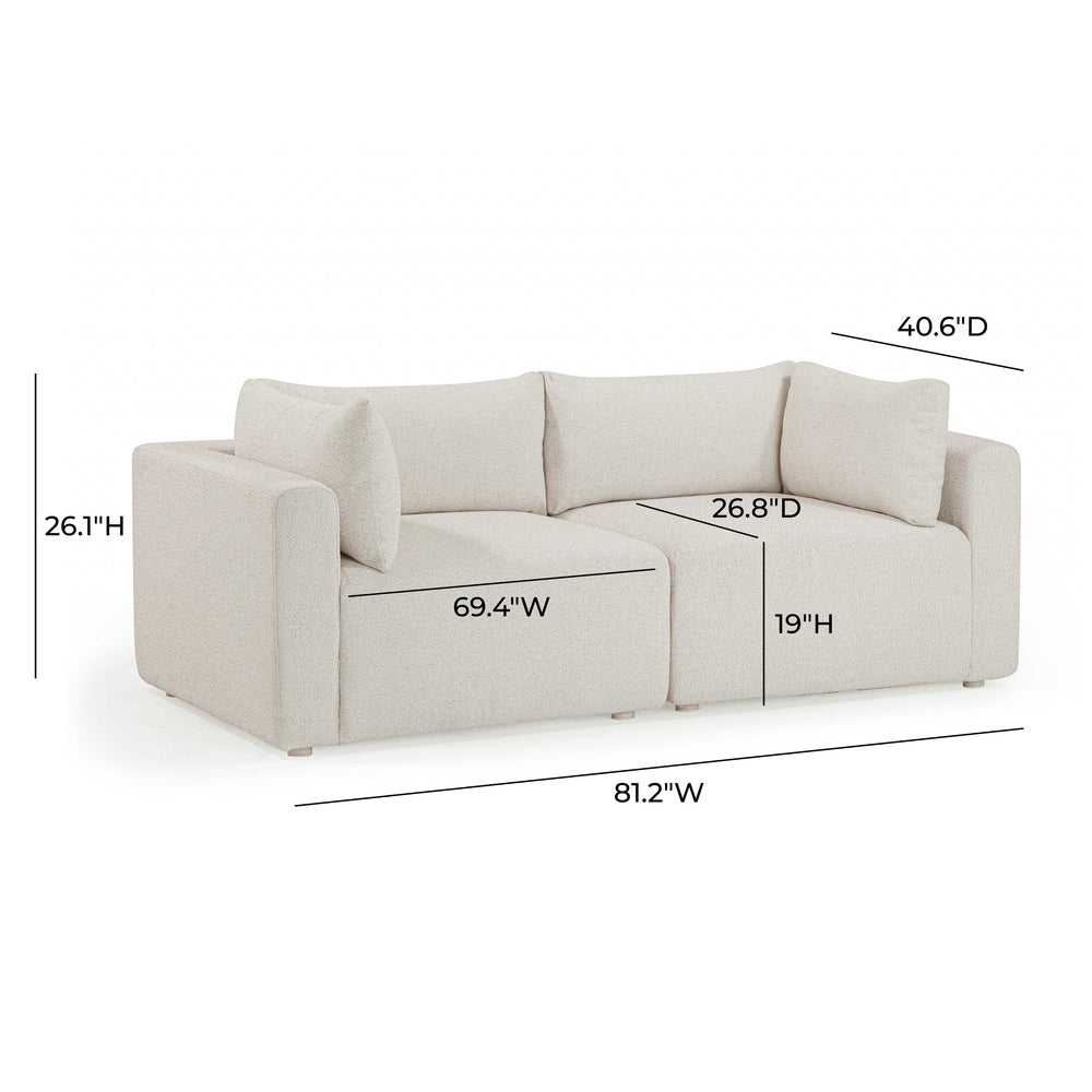 Hangover 81" Cream Outdoor Modular Loveseat dimensions