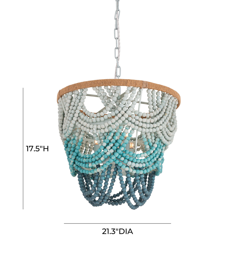 Jade Beaded Chandelier with Cascading Ombre Beads - Bohemian Iron Ceiling Light with Natural Wrap dimensions
