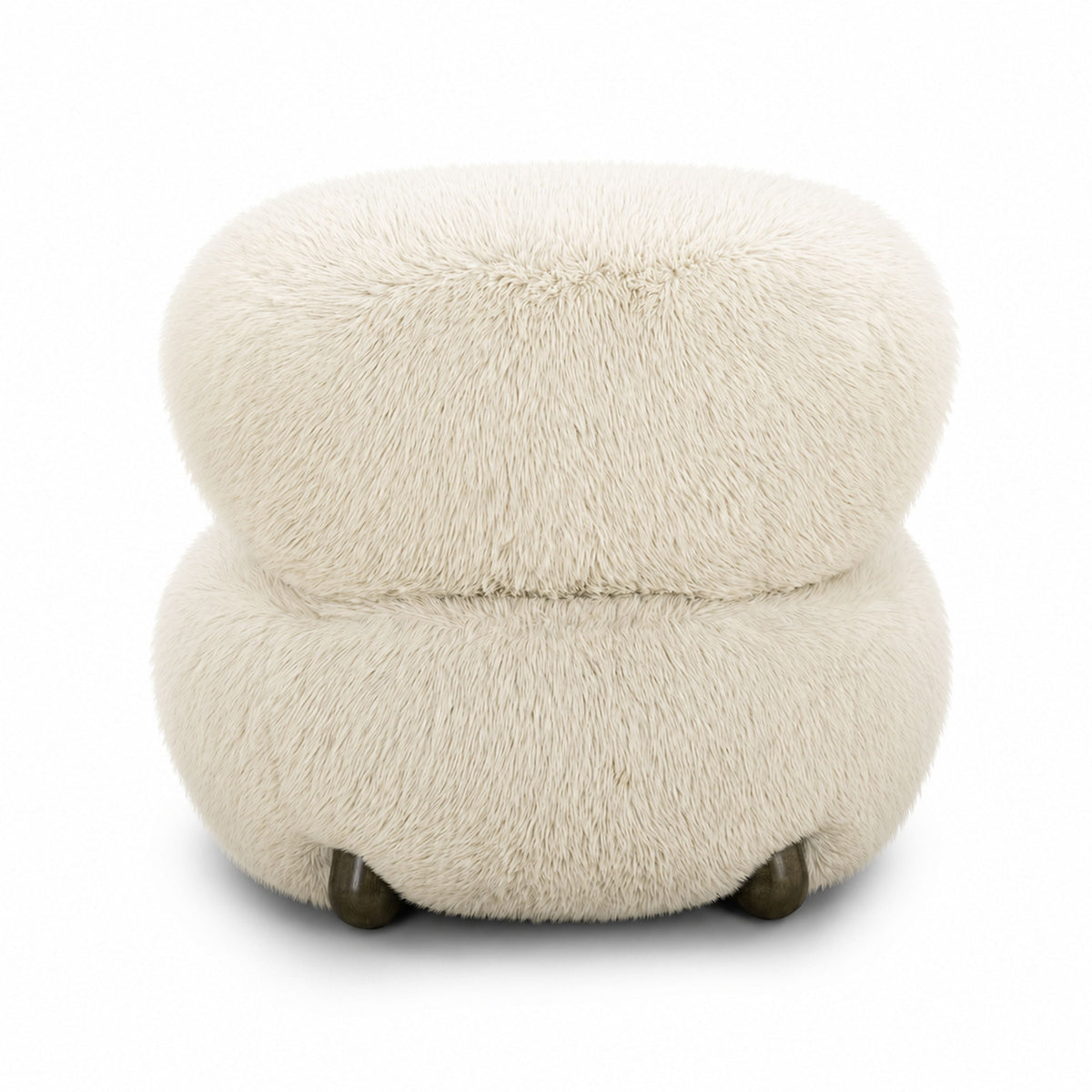 Angled perspective of the Warm Grey Pucker Accent Chair highlighting supportive contours