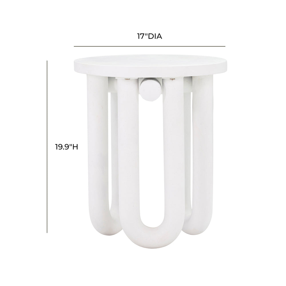 Tildy White Concrete Indoor / Outdoor Round Side Table dimensions