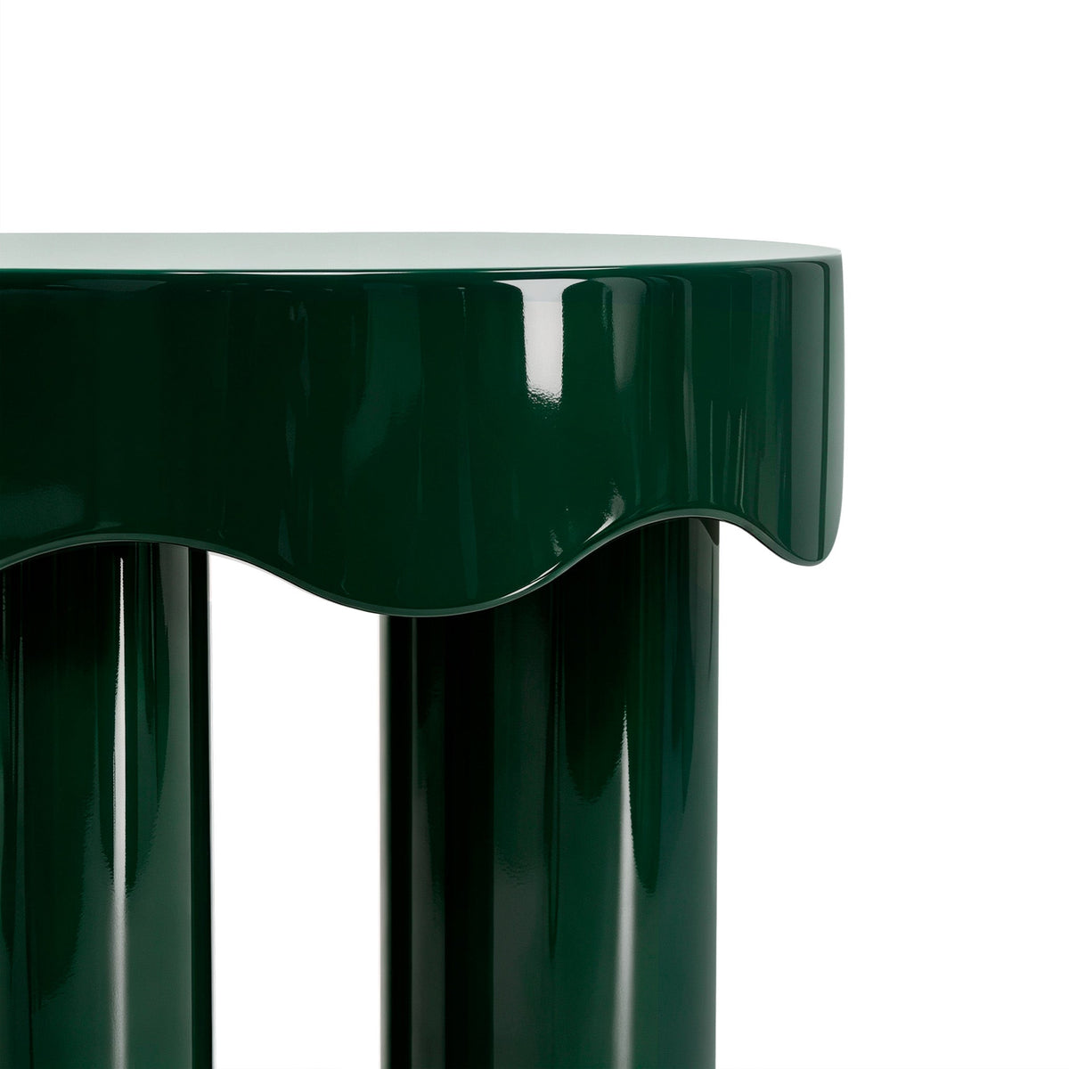 Casper High Gloss Nesting Side Table Set styled next to a contemporary living room chair