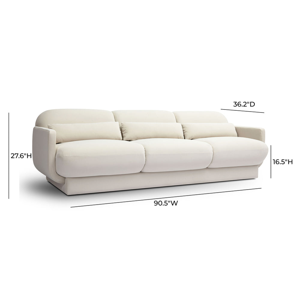 Azalea 90.5" Velvet Sofa dimensions