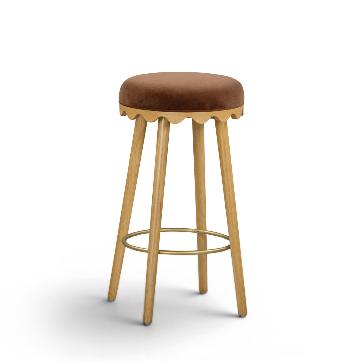 Oodle Performance Vegan Mohair Bar and Counter Stool close up of scalloped base detail