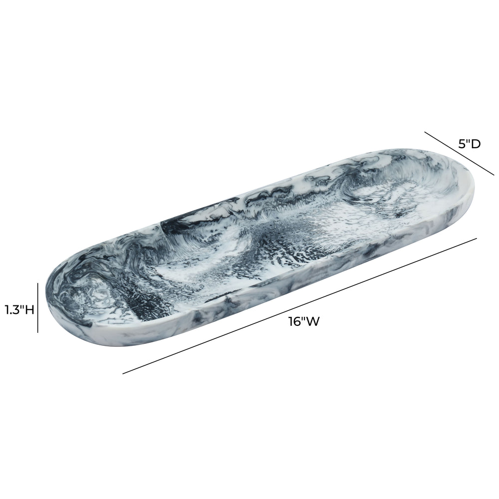 Mera Black & White Long Resin Serving Platter dimensions