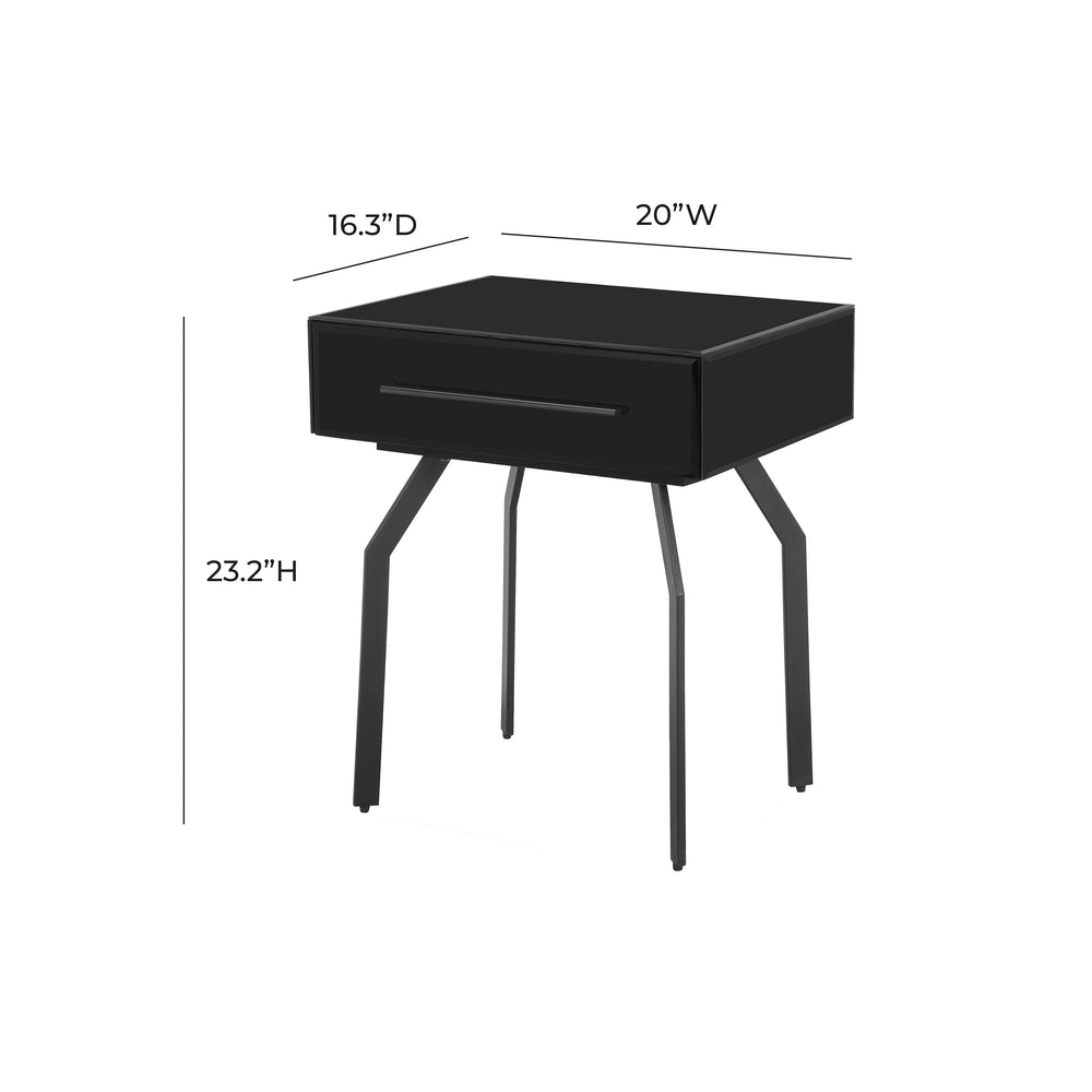Santana Black Glass Side Table dimensions