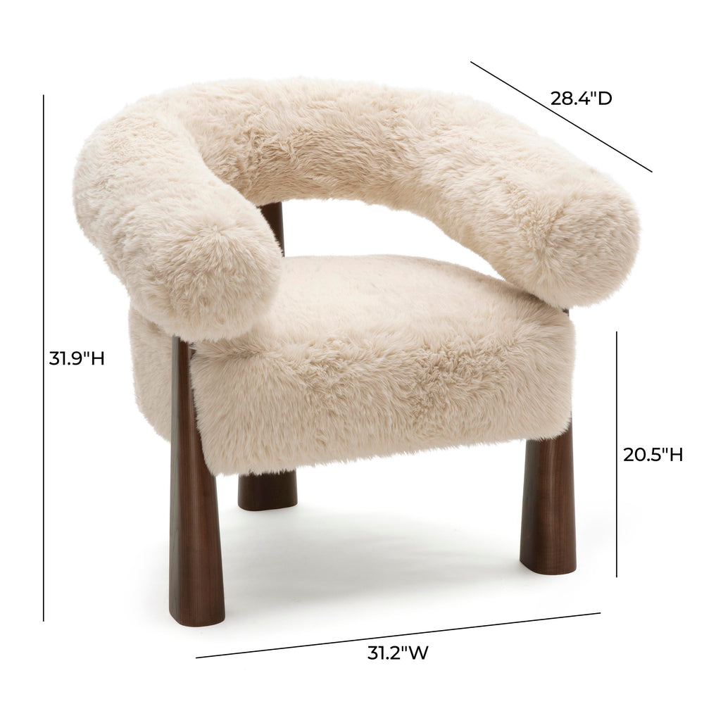 Spara Straight Vegan Shearling Accent Chair dimensions