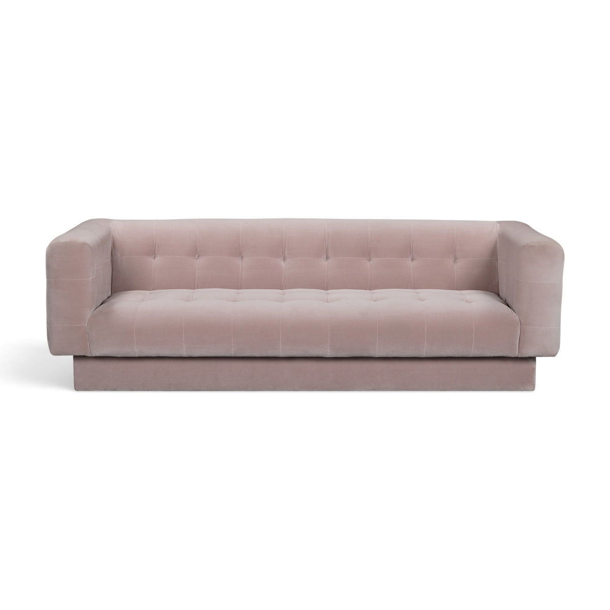 Jules modern glam performance velvet sofa styled in contemporary living room setting