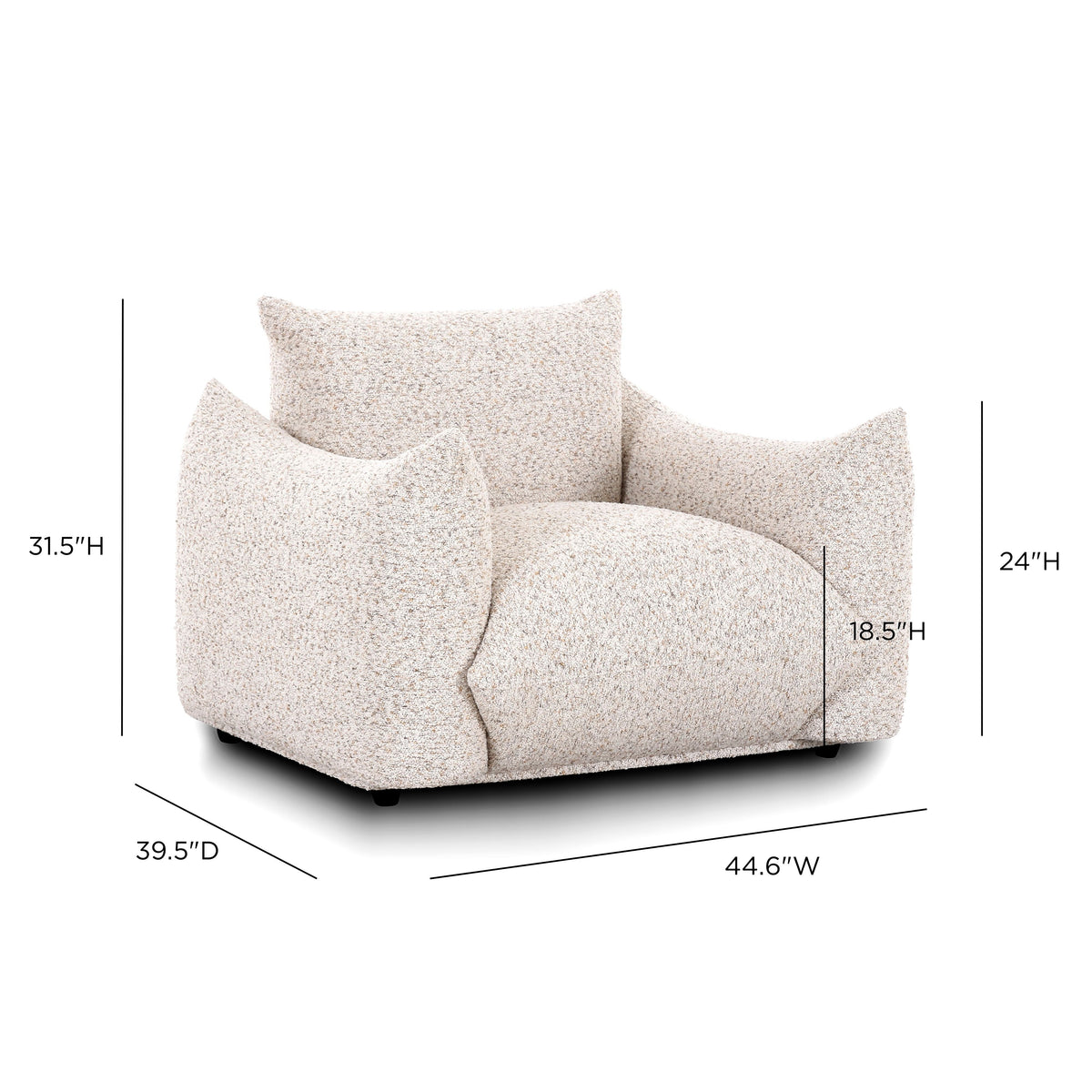Saint Tropez Nubby Fabric Armchair in Sand - View 7