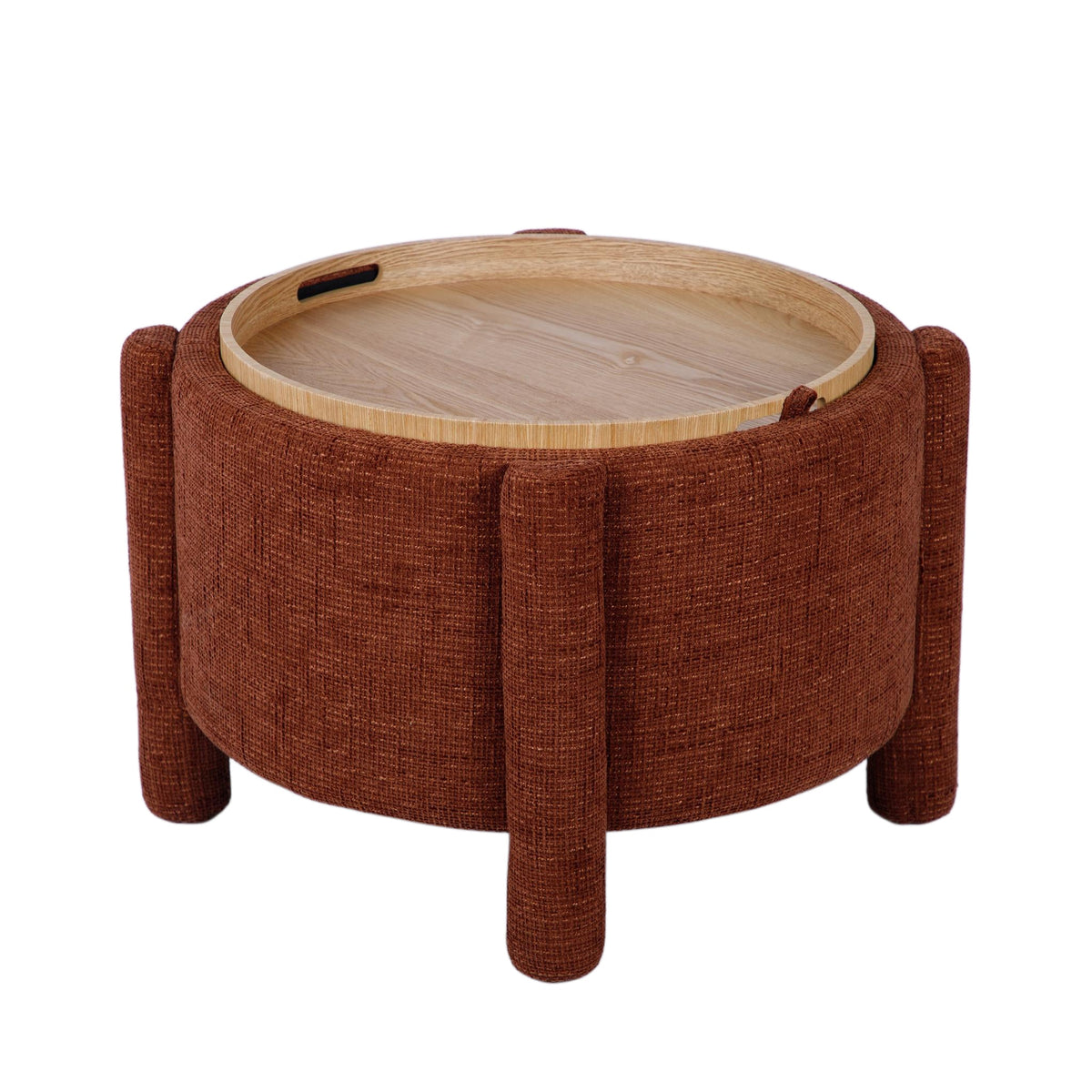 Bellamy Railroad Chenille Storage Stool in Brown fabric weave detail