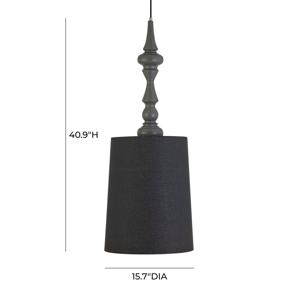 Yaretzi Pendant Lamp with Black Shade & Iron Frame - Gothic Dark Academia Statement Ceiling Light dimensions