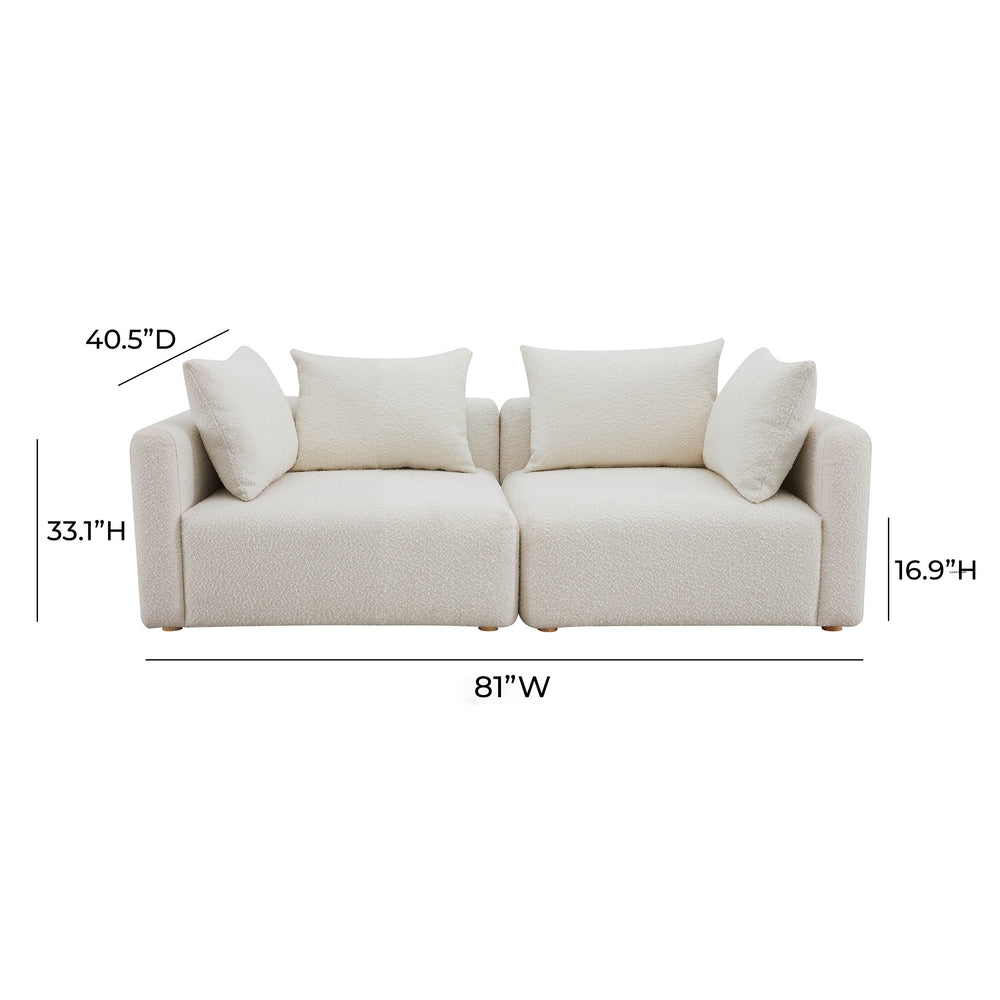Hangover 81" Cream Boucle Loveseat dimensions