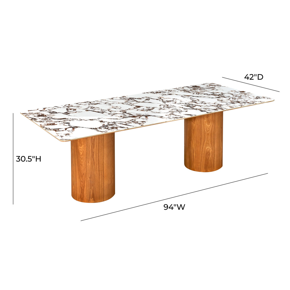 Tamara 94" Marble Ceramic Rectangular Dining Table dimensions