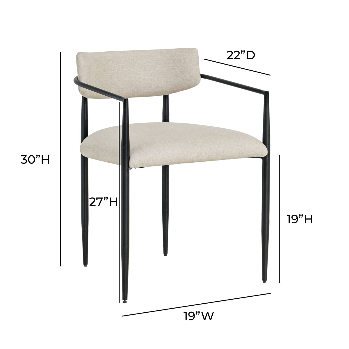 Forte Cream Linen Forged Iron Dining Chair - View 8