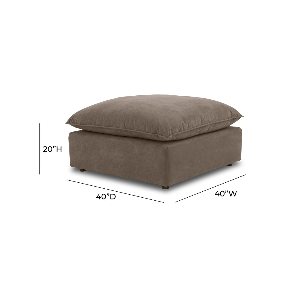 Cali Chocolate Brown Performance Velvet Ottoman dimensions
