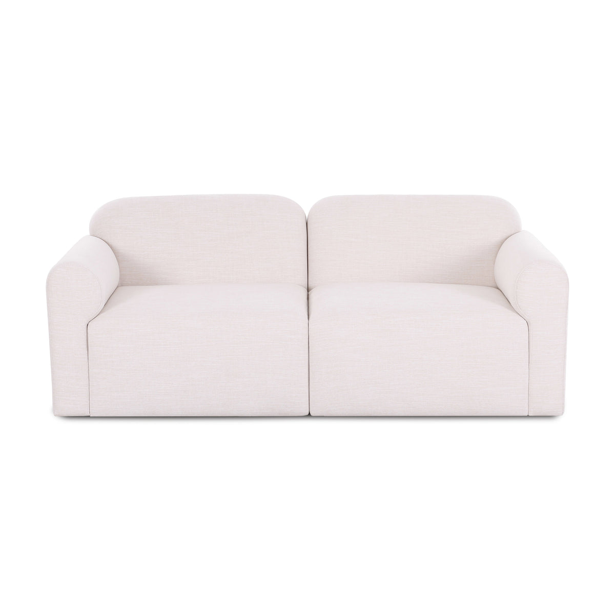 Gorge 81 inch modular loveseat upholstered in cream performance fabric front view