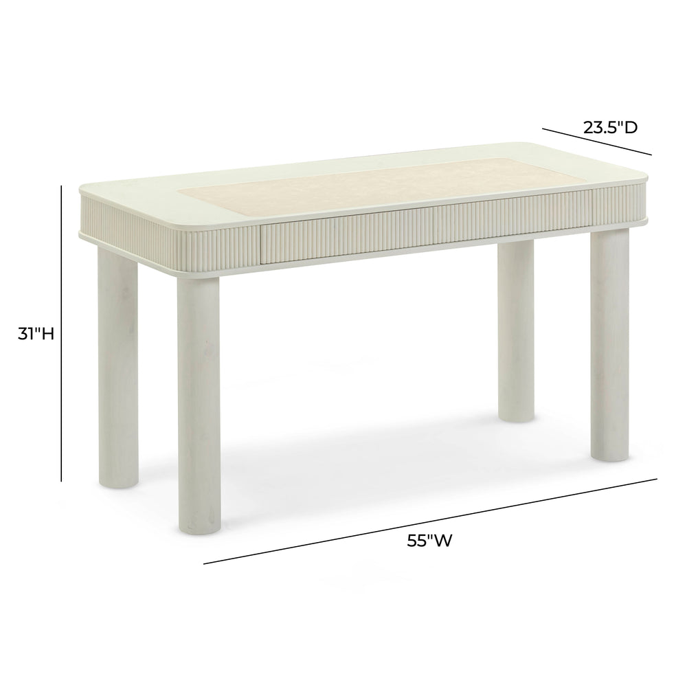 Sarah 55" Cream 2-Drawer Executive Work Desk dimensions