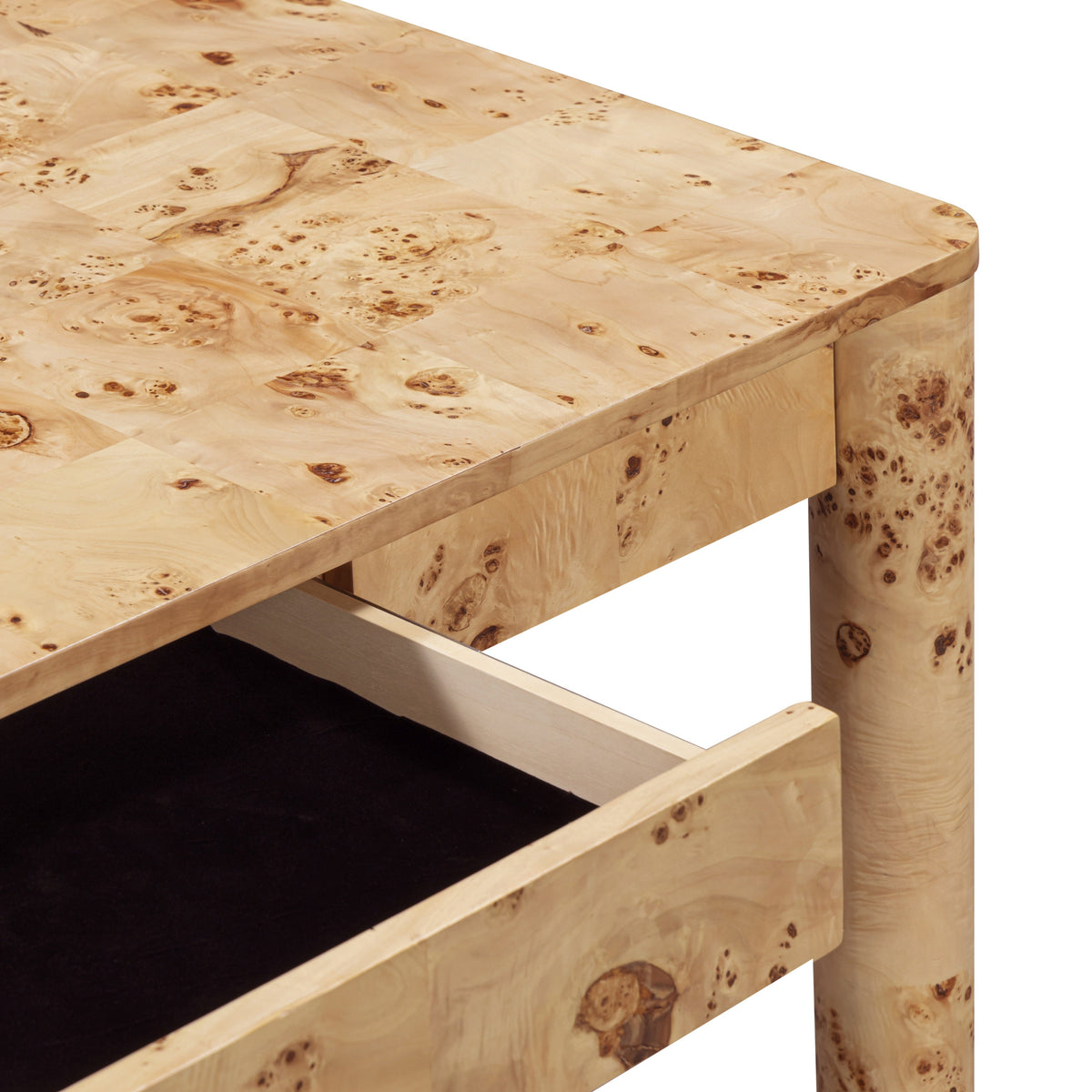 Berri 60" Natural Burl 3-Drawer Work Desk - View 5
