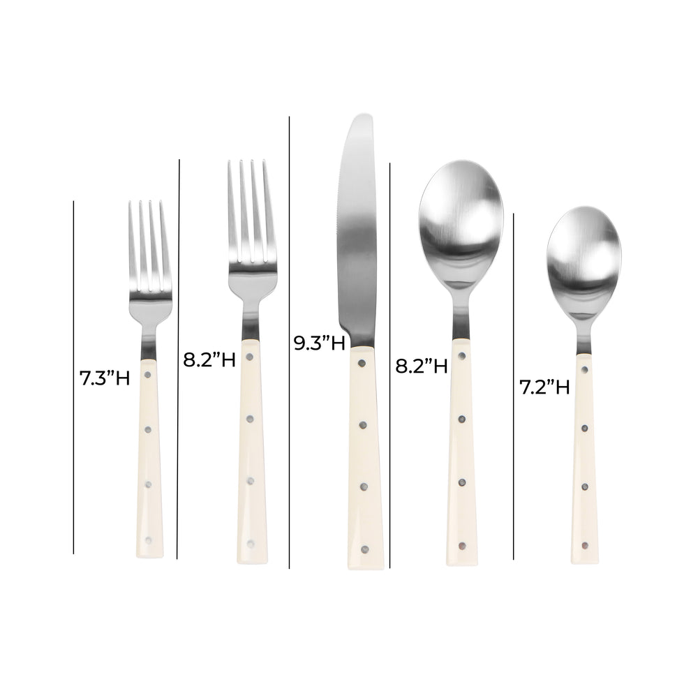 Soline Stainless Steel Flatware - Set of 5 Pieces - Service for 1 dimensions