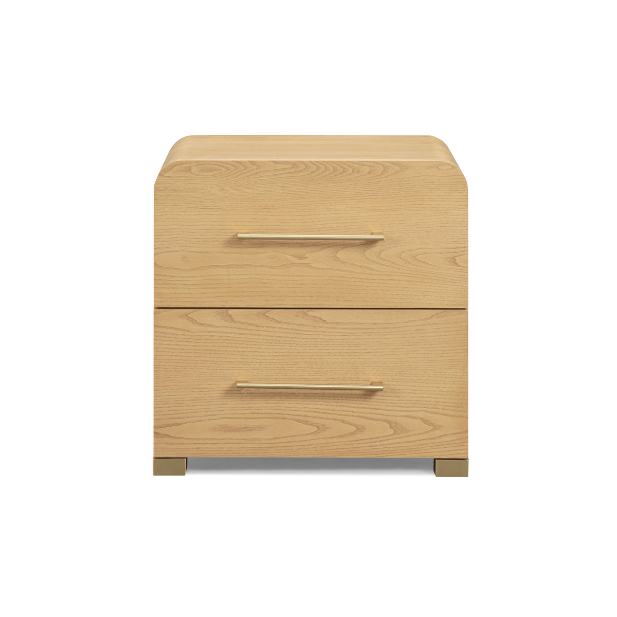 Marissa Ash Wood 2-Drawer Bedside Nightstand in natural ash finish front view