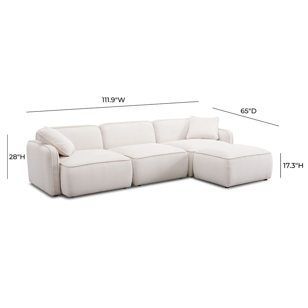Travie 4-Piece Performance Corduroy Velvet Modular Sectional dimensions