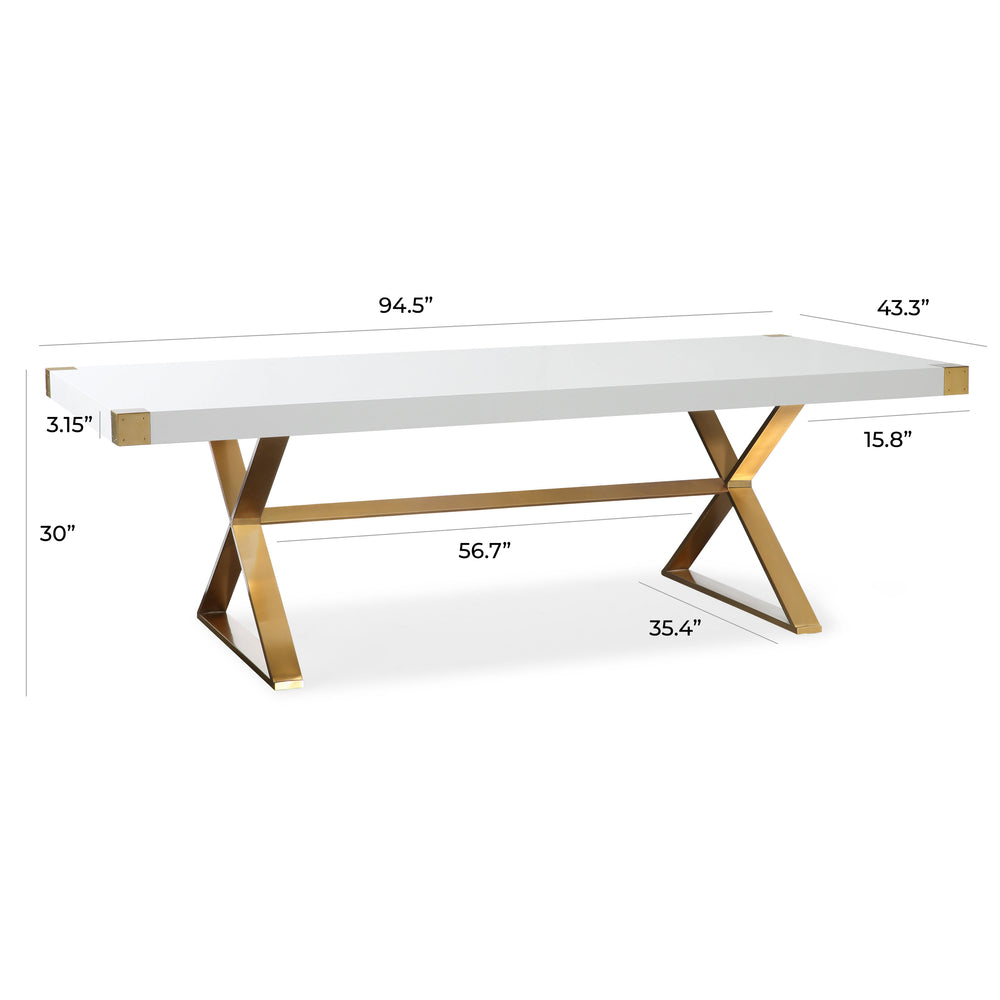 Adeline 95" Lacquer Rectangular Dining Table dimensions