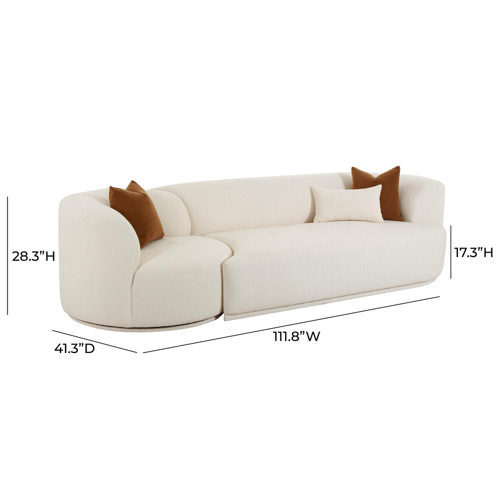 Fickle Cream Boucle 2-Piece Modular Sofa dimensions
