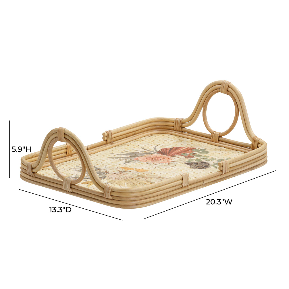 Corey Floral Bamboo Tray dimensions