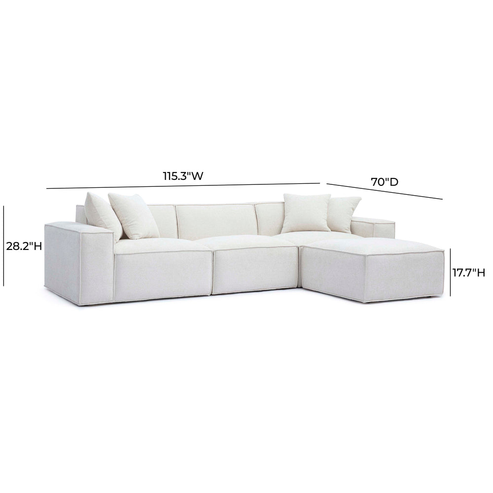 Mindy 4-Piece Chenille Basketweave Modular Sectional dimensions
