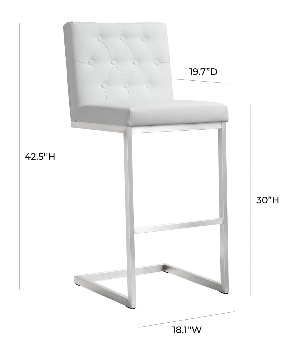 Helsinki White Performance Vegan Leather Stool - Set of 2 dimensions