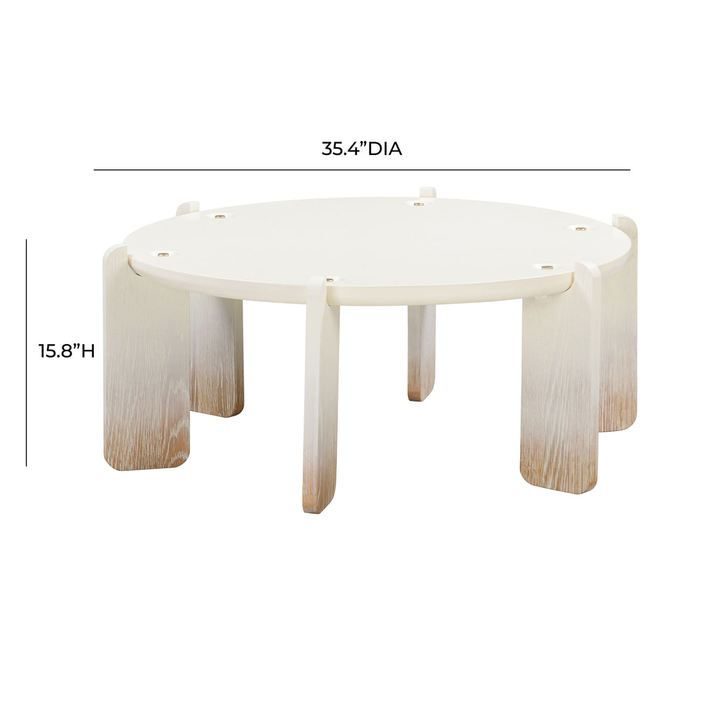 Gloria 35" Cream Oak Round Coffee Table dimensions