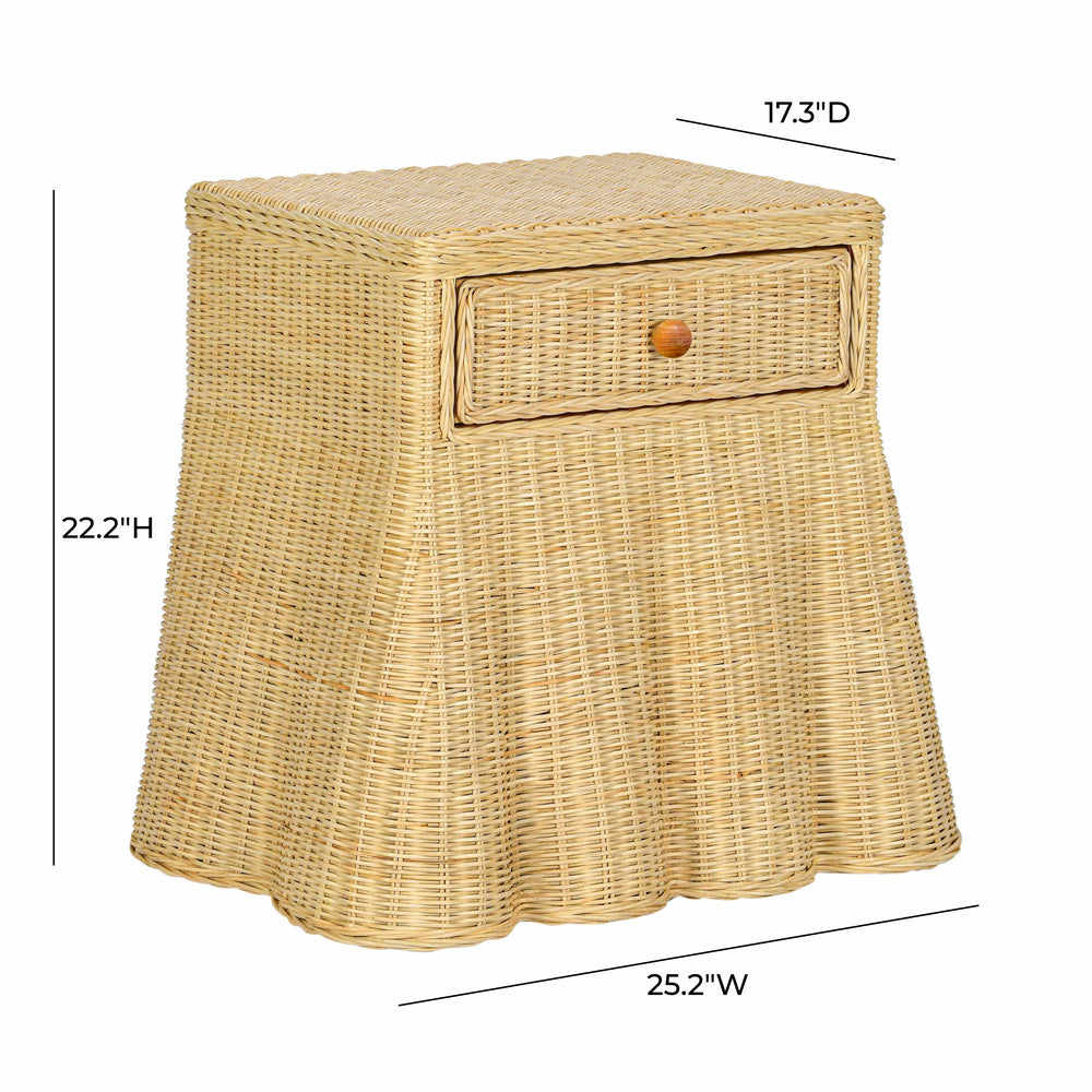 Pentra 25" Natural Rattan Nightstand With Drawer dimensions