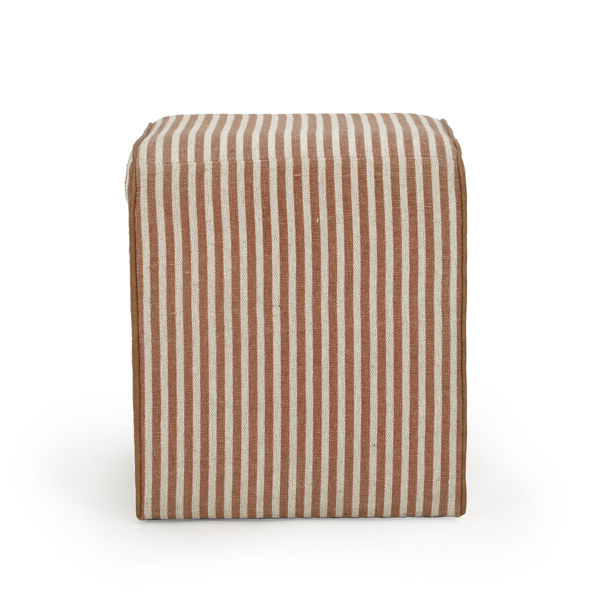 Byron Square Cotton Jute Ottoman styled as a footstool near accent chair