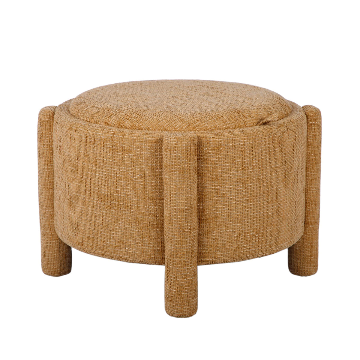 Bellamy Railroad Chenille Storage Stool styled in contemporary bedroom setting