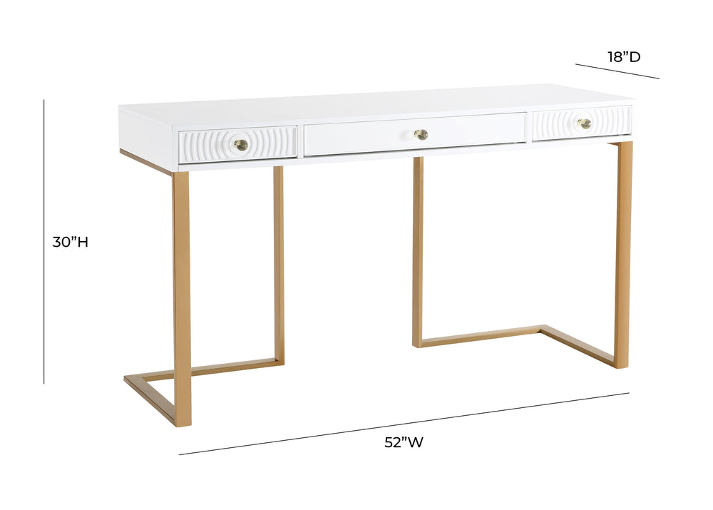 Janie 52" Lacquer 3-Drawer Desk dimensions