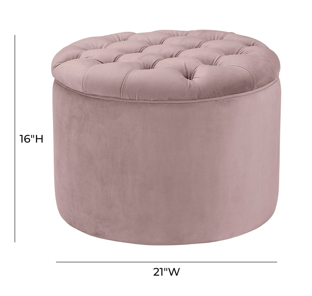 Queen Velvet Round Storage Ottoman dimensions
