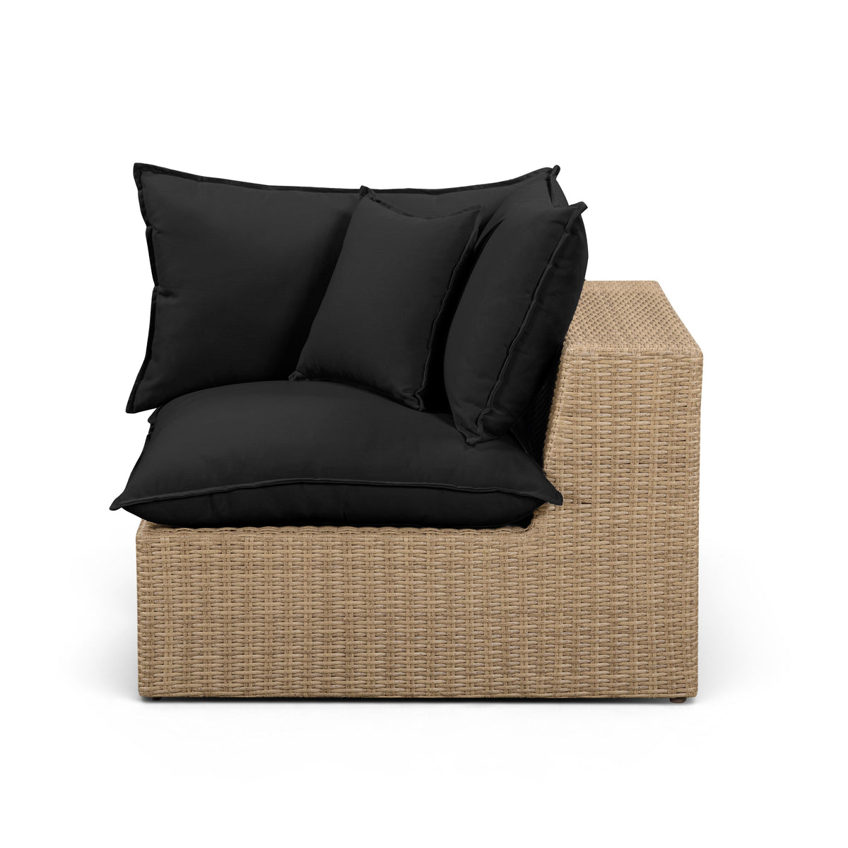 Cali corner chair integrated into an outdoor modular sectional sofa setup