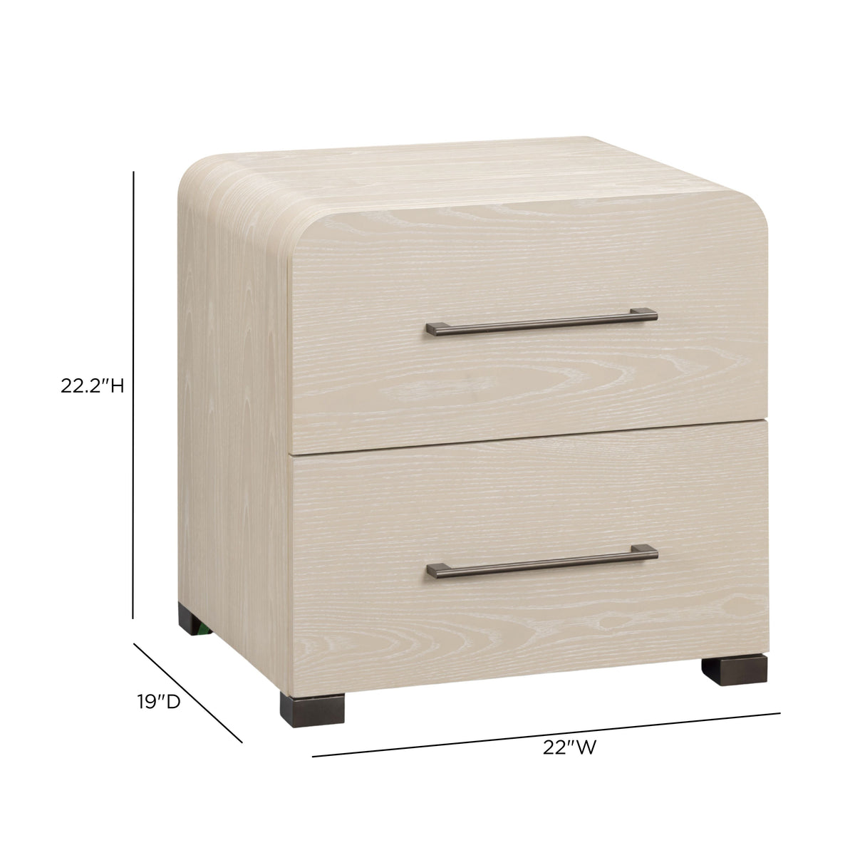 Marissa 2-drawer bedside chest showcasing solid construction and clean minimalist joinery