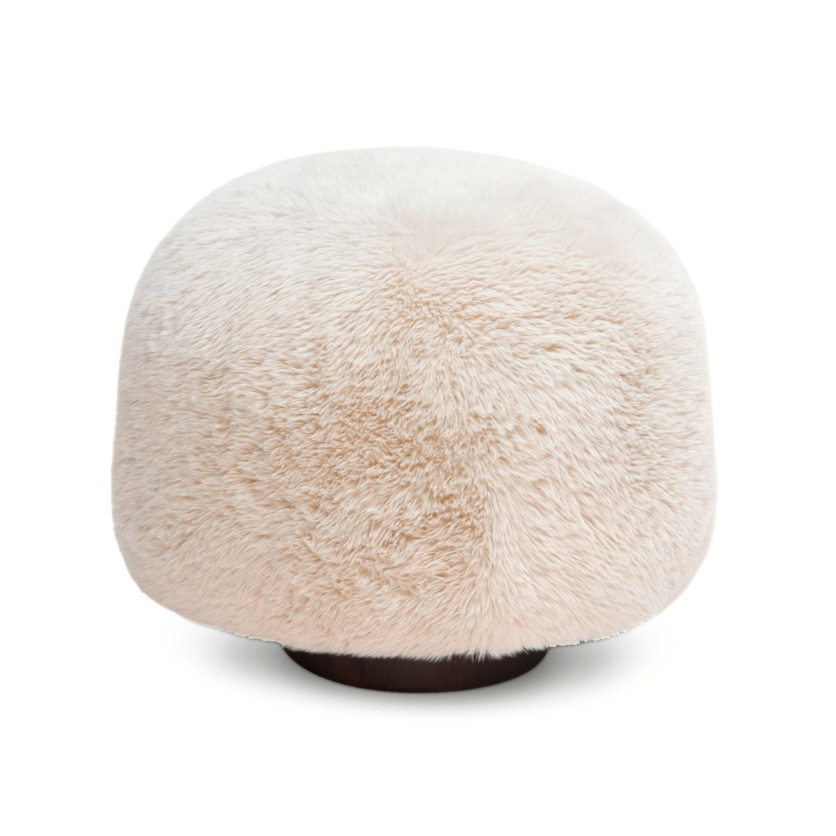 Oopa Swivel Ottoman side angle showing rounded contours and clover base