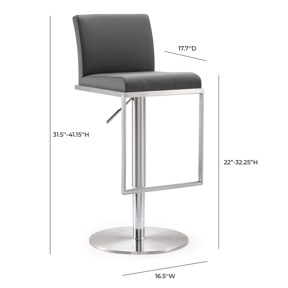 Amalfi Performance Vegan Leather Adjustable Stool - View 25