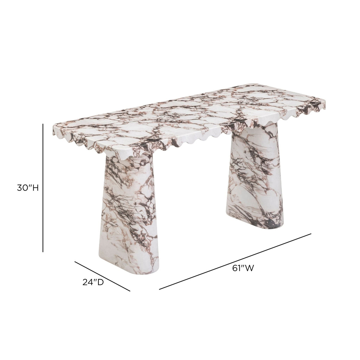 Full profile of 61-inch faux marble console desk used as a home office workspace