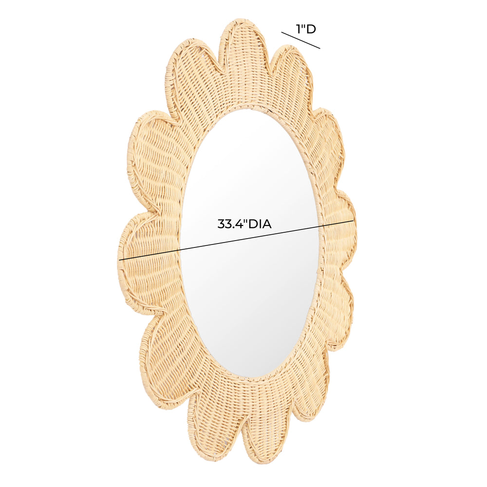 Coralie 33.4" Rattan Round Wall Mirror dimensions
