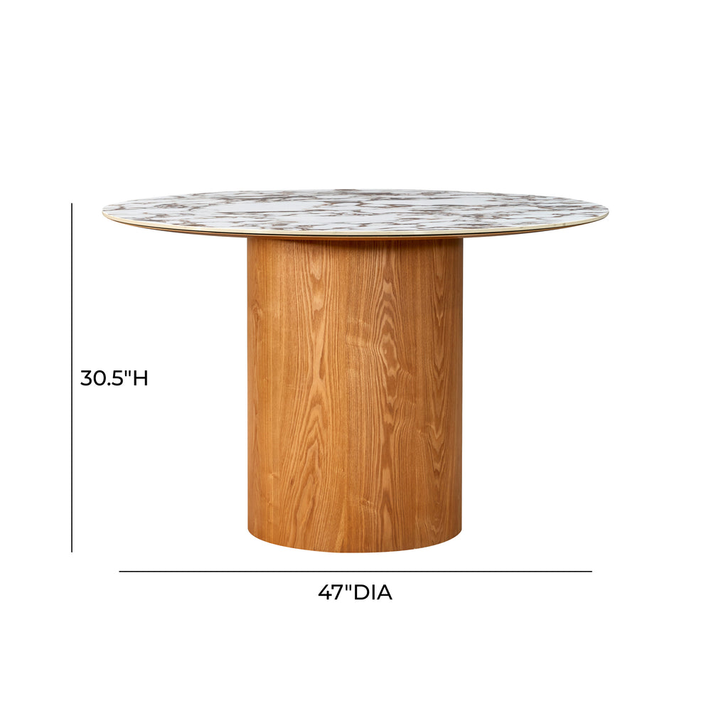 Tamara 47" Marble Ceramic Round Dinette Table dimensions