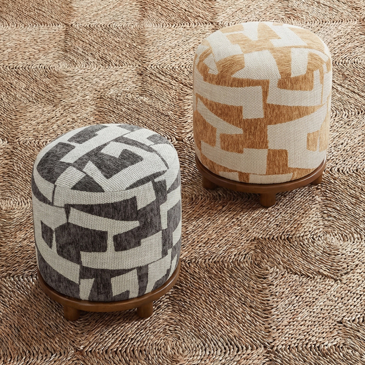 Bisou Performance Jacquard Ottoman - View 12