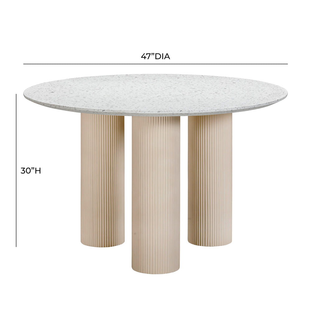 Parcino 47" Faux Terrazzo Concrete Indoor / Outdoor Round Dining Table dimensions
