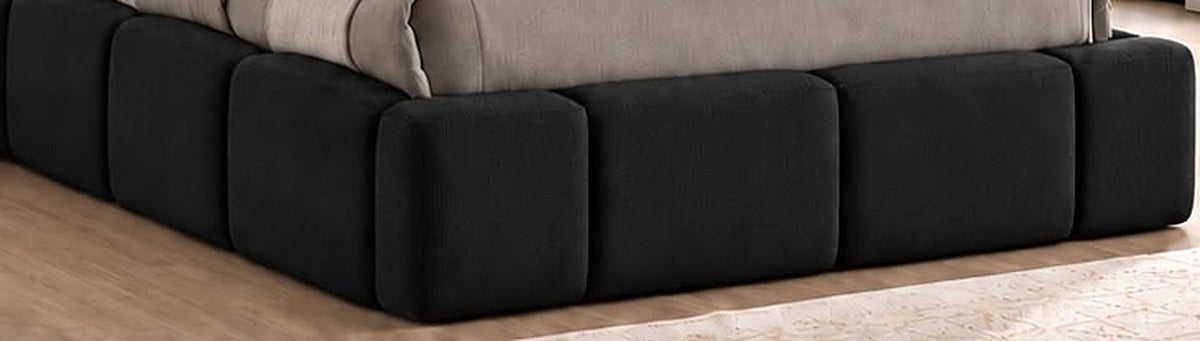 Monaco Upholstered Bed – block-tufted platform base detail